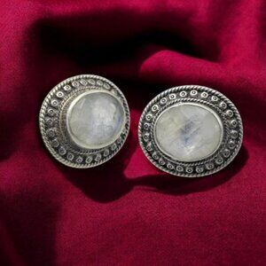 Nick Butler Sterling Silver Moonstone Tourmaline Earrings Rope Edges